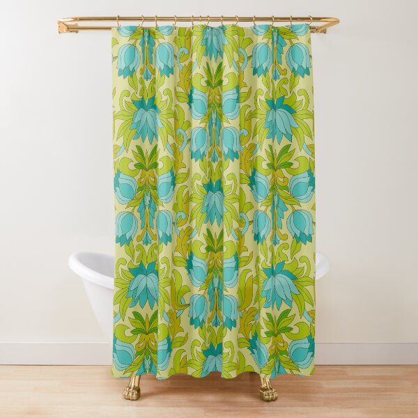 Item preview, Turquoise and Green Leaves 1960s Retro Vintage Pattern designed and sold by Eyestigmatic.