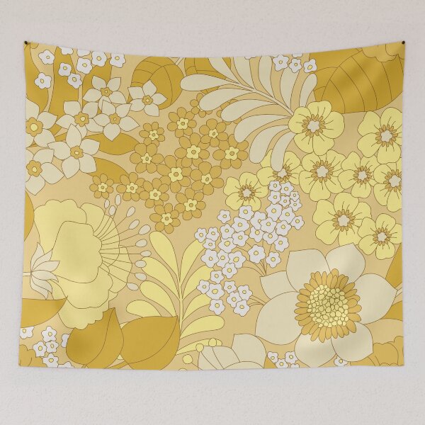 Item preview, Yellow, Ivory & Brown Retro Floral Pattern designed and sold by Eyestigmatic.