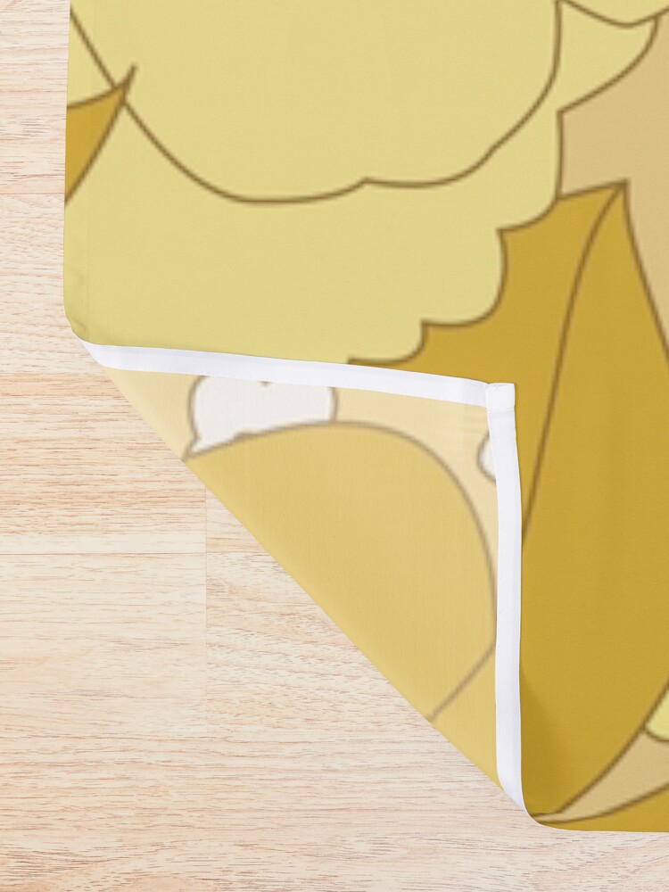 Alternate view of Yellow, Ivory & Brown Retro Floral Pattern Shower Curtain