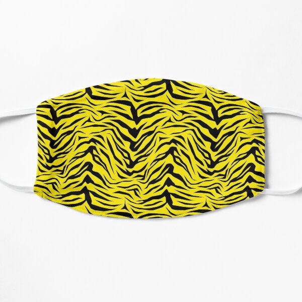 Yellow Black Tiger Stripe Print Pattern Flat Mask