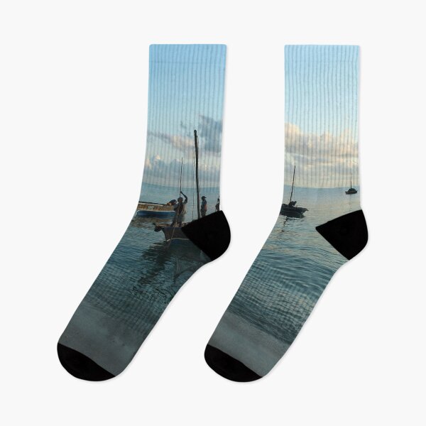 Item preview, Tropical Beach Dawn Fishing Boats Fishermen Africa designed and sold by worldways.