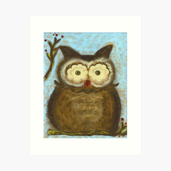 Owl Winterberry Art Print