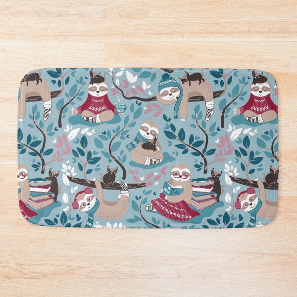 Item preview, Hygge sloth // small scale // pale blue and red designed and sold by SelmaCardoso.