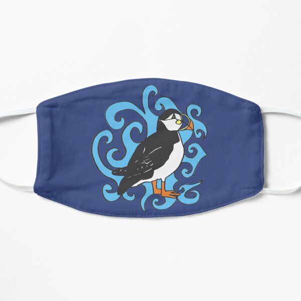 Puffin in Blue Swirls Mask