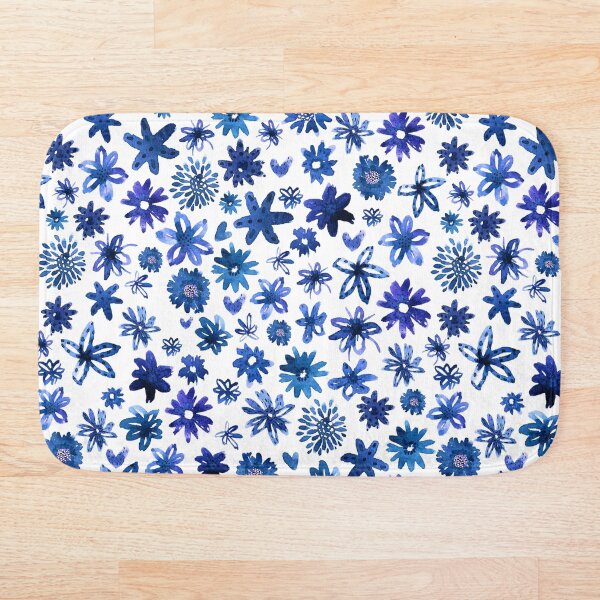 Item preview, Blue watercolor doodle hand painted whimsical flowers designed and sold by CrisBanana.