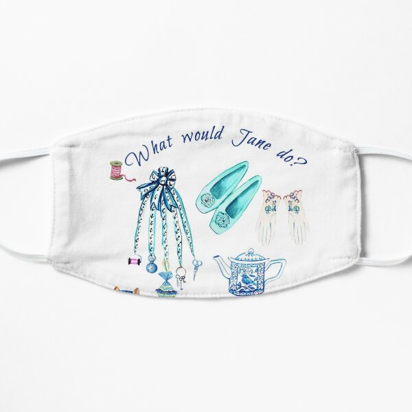 Jane Austen favourite things and daily objects in watercolor Mask