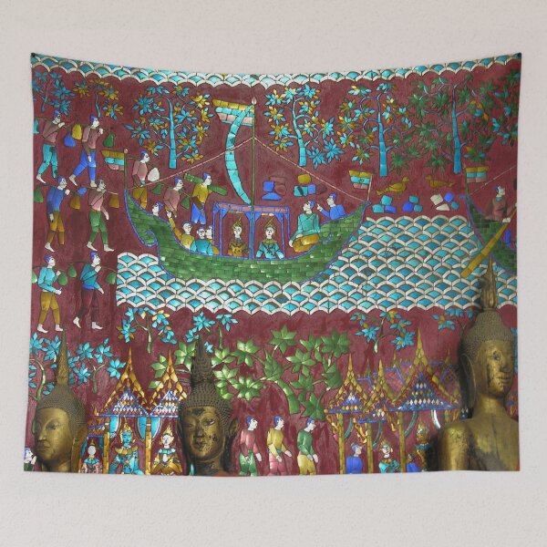 Item preview, Colorful Buddhist Mosaic and Buddha Figurines, Temple, Laos designed and sold by worldways.