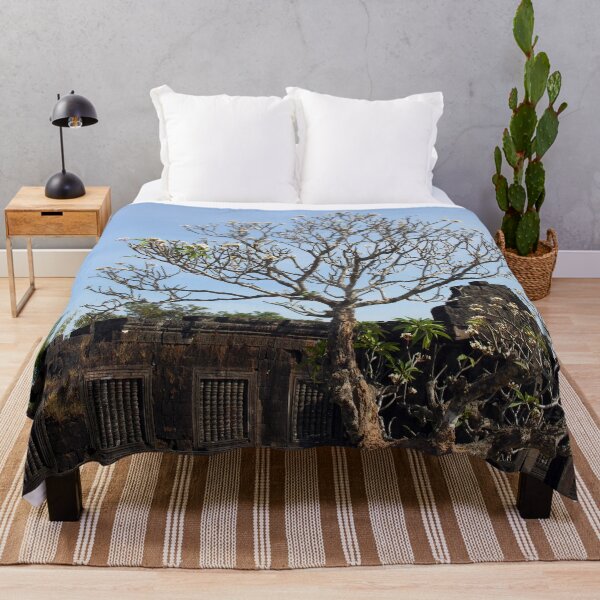 Item preview, Khmer Temple Facade and Flowering Tree, Champasak, Laos designed and sold by worldways.