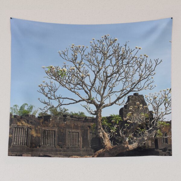 Item preview, Khmer Temple Facade and Flowering Tree, Champasak, Laos  designed and sold by worldways.