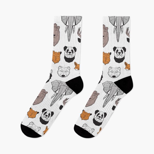 Aperçu de l'œuvre Animaux géométriques sympathiques // animaux blancs, fond noir et blanc orange gris et brun taupe créée et vendue par SelmaCardoso.