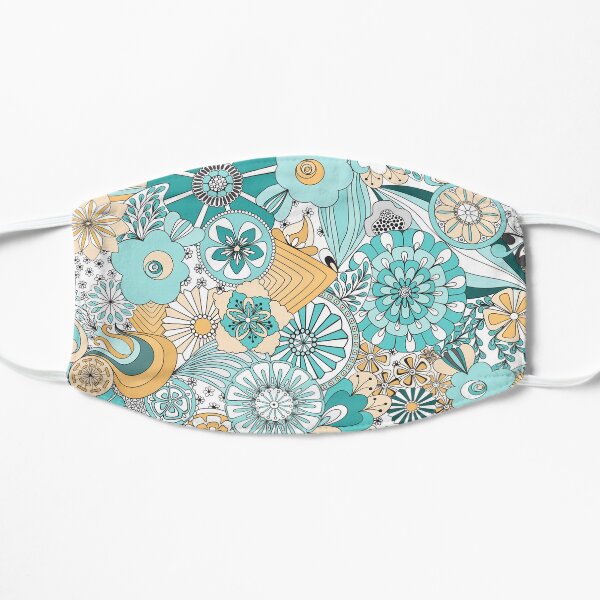 70s Style Flower Power in Blue, Yellow and White Mask
