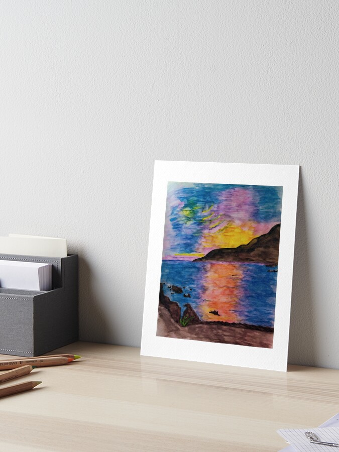 Premium Photo  A watercolor painting of a boy fishing on a rock.