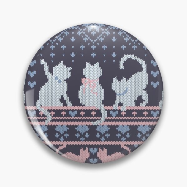 Item preview, Fair Isle Knitting Cats Love // dark violet background white and violet kitties and details designed and sold by SelmaCardoso.