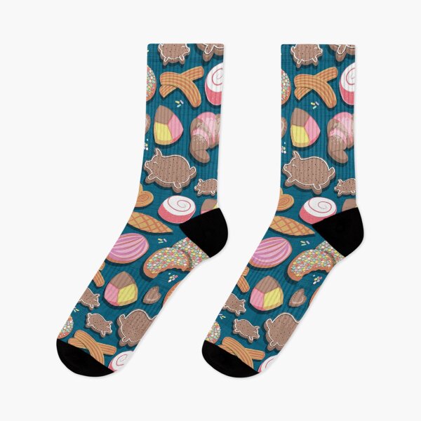 Item preview, Mexican Sweet Bakery Frenzy // turquoise background // pastel colors pan dulce designed and sold by SelmaCardoso.