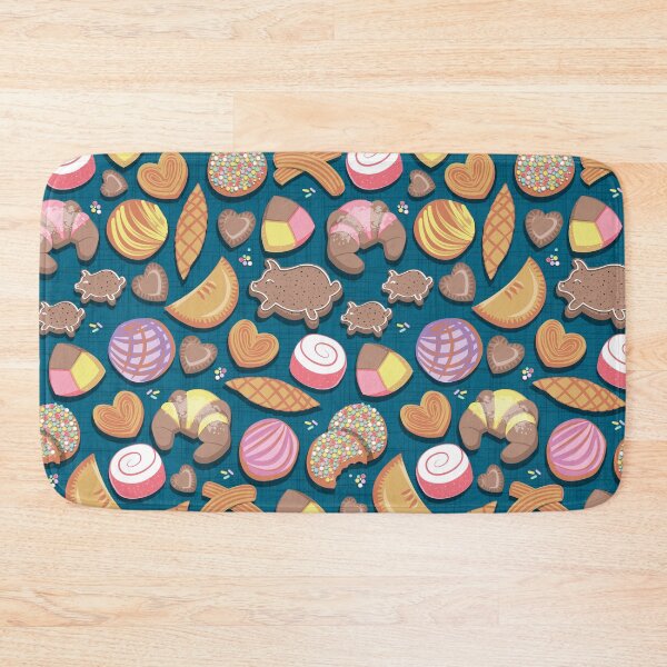 Item preview, Mexican Sweet Bakery Frenzy // turquoise background // pastel colors pan dulce designed and sold by SelmaCardoso.