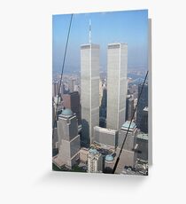 Twin Towers From Blimp Greeting Card