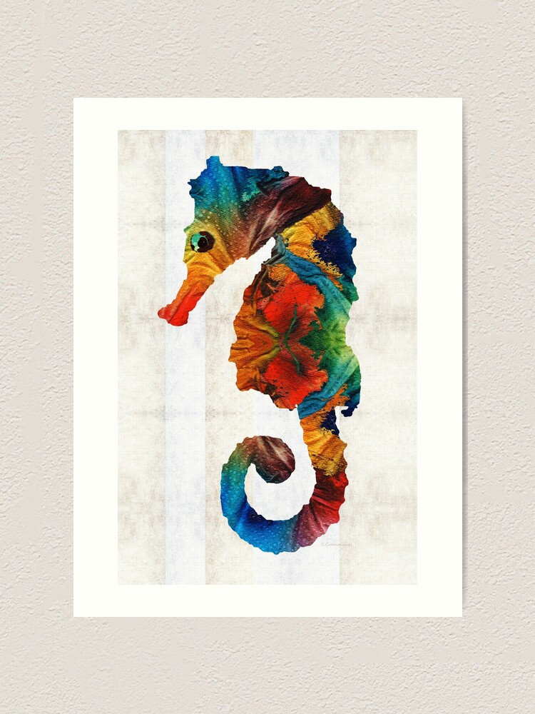Alternate view of Colorful Seahorse Art by Sharon Cummings Art Print