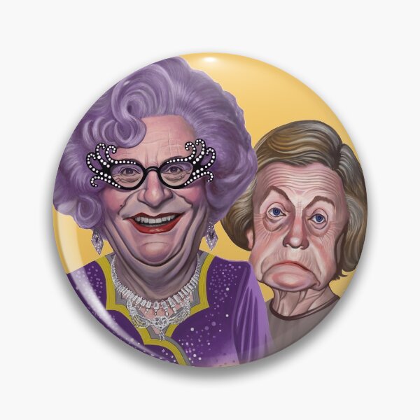 Item preview, Dame Edna Everage and her constant traveling companion (and bridesmaid) Madge Allsop by James Brennan designed and sold by dameednaeverage.