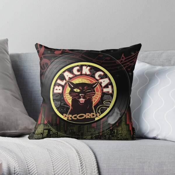 Black Cat LP Art Deco Throw Pillow