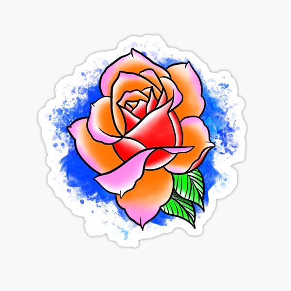 Watercolor Digital Rose Painting Sticker