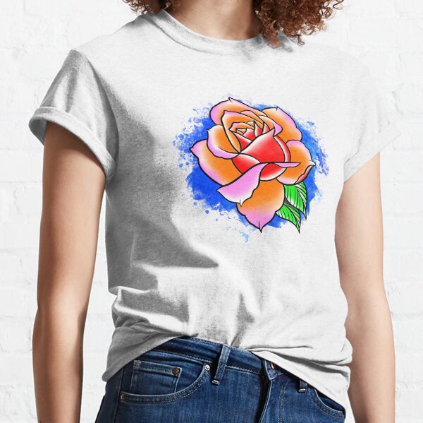 Watercolor Digital Rose Painting Classic T-Shirt