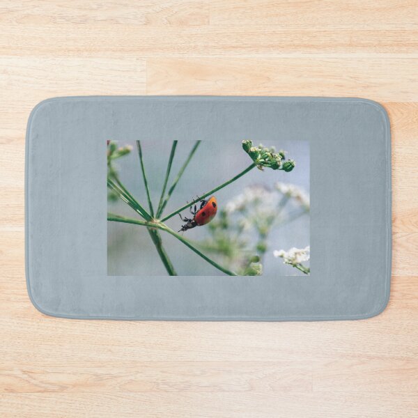 Item preview, Ladybug on Poison Hemlock with White Flowers designed and sold by pixelmountain.
