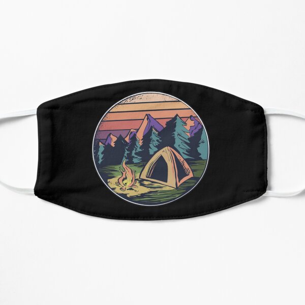 Happy Camper Camping Outdoors Vintage Retro Sunset Mask