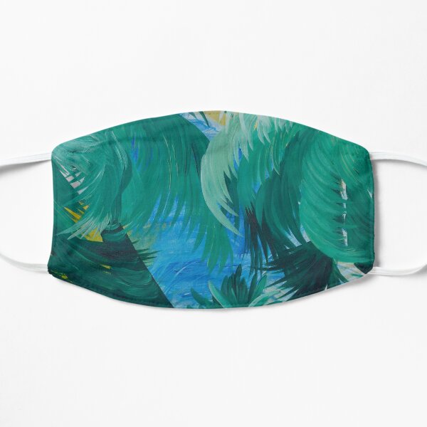 Tropical Palm Trees Over a River, RIVERS OF BLESSING Acrylic Painting Print Flat Mask