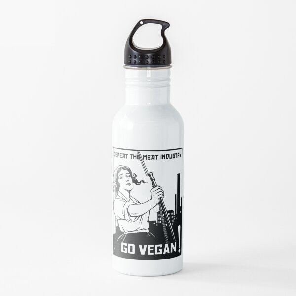 Defeat the Meat Industry - Go Vegan Water Bottle