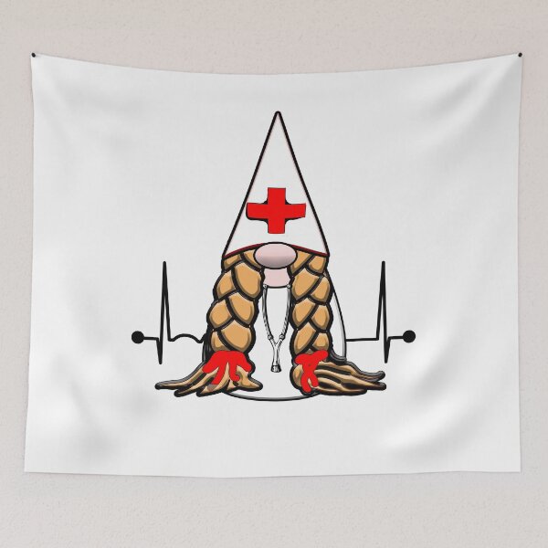 Item preview, Cute Nordic Gnome Nurse Stethoscope Heartbeat designed and sold by funnytshirtemp.
