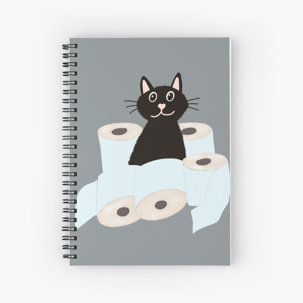 Black Cat Hoarding Toilet Paper Spiral Notebook