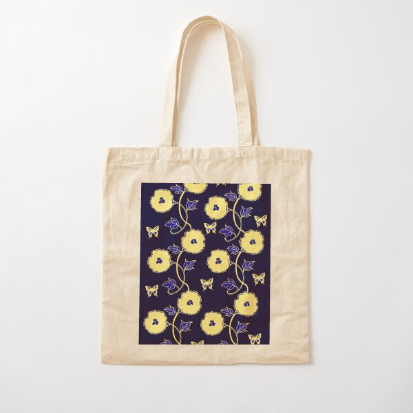 Art Nouveau - Yellow on Blue Cotton Tote Bag