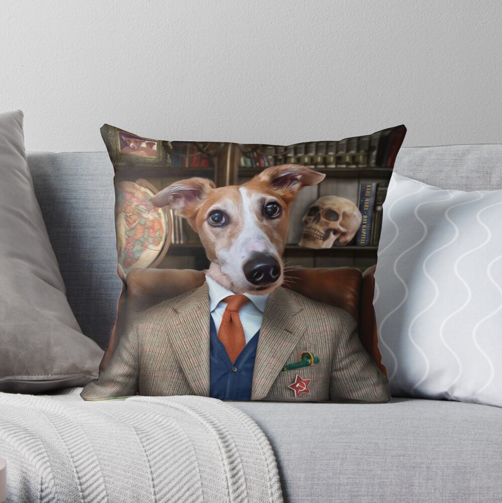 Lurcher Dog Portrait - Brambles Throw Pillow