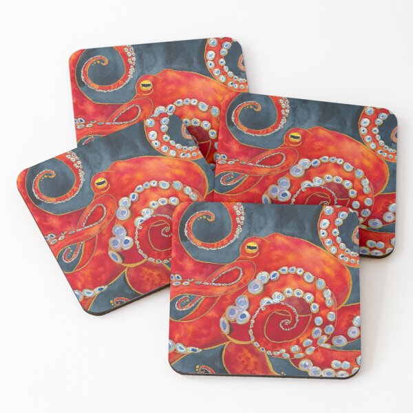 Item preview, Red Watercolor Octopus designed and sold by AndraMarie.
