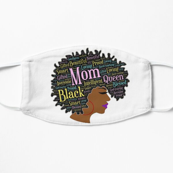 African American Mom Mother's Day Words in Afro Flat Mask