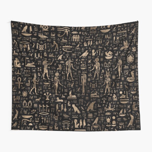 Item preview, Ancient Egyptian Gods and hieroglyphs - Black and gold  designed and sold by k9printart.