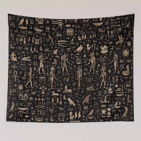 Item preview, Ancient Egyptian Gods and hieroglyphs - Black and gold  designed and sold by k9printart.