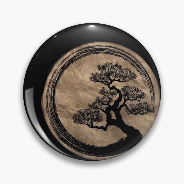 Item preview, Enso Zen Circle and Bonsai Tree Gold designed and sold by k9printart.