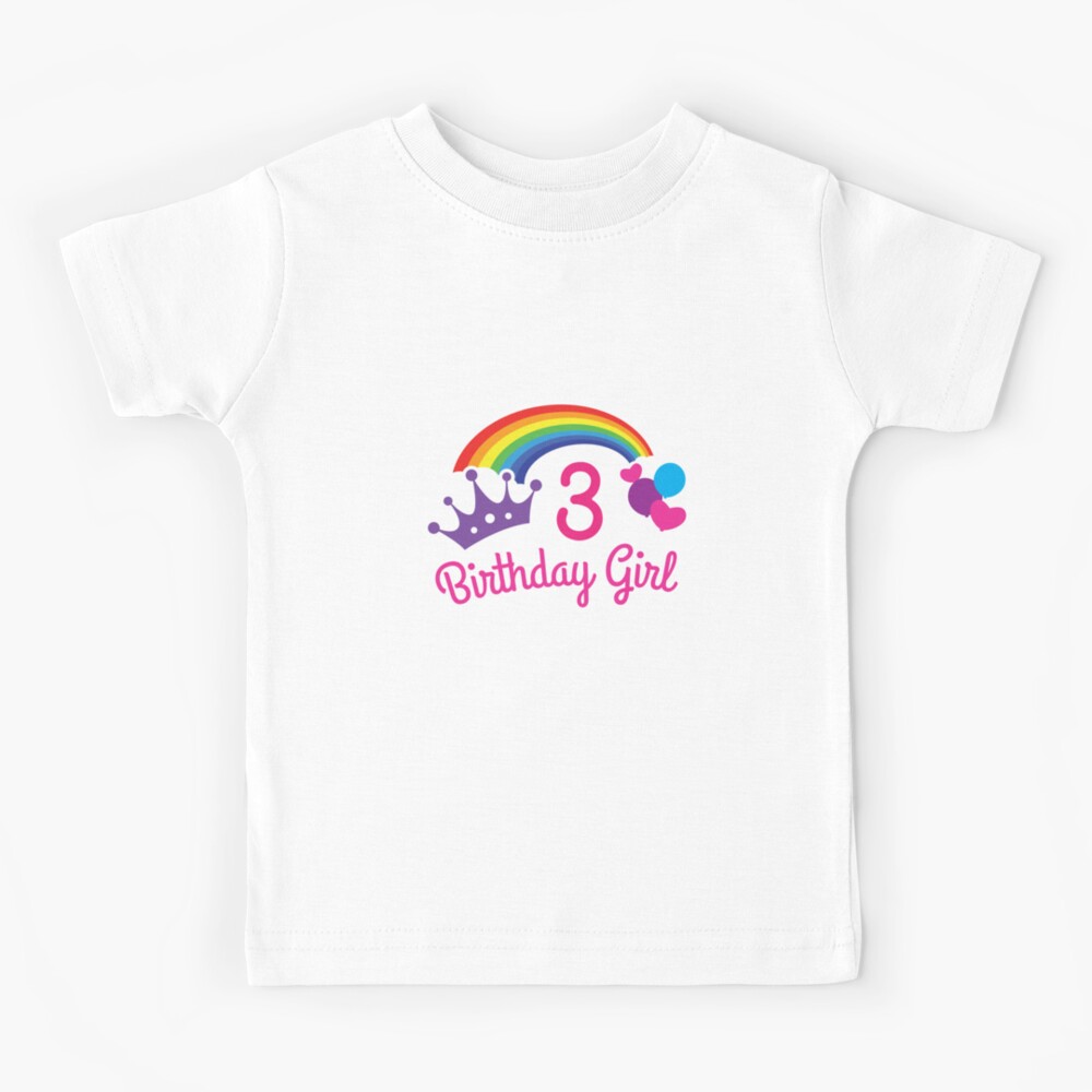 Girls Rainbow Princess 3rd Birthday Shirt Princess Party Kids T Shirt for Sale by orangepieces Redbubble