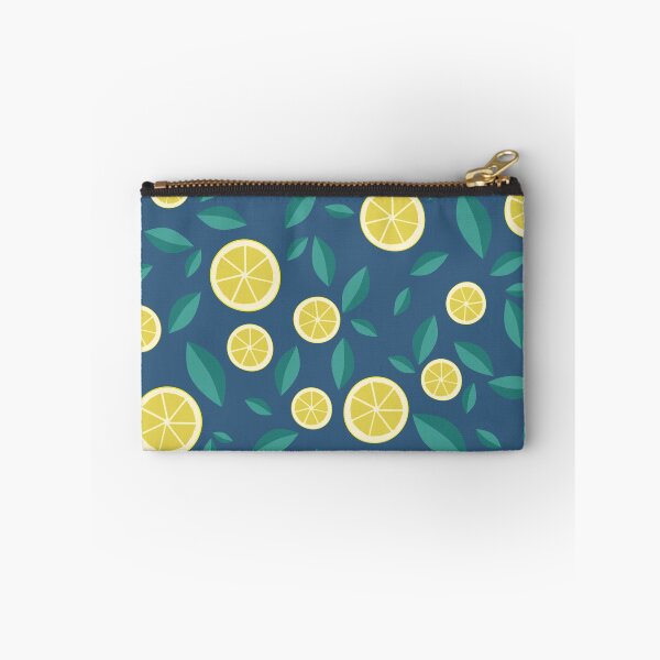 Item preview, Lemons and Leaves Fruit Pattern Dark Blue designed and sold by crazyclementine.