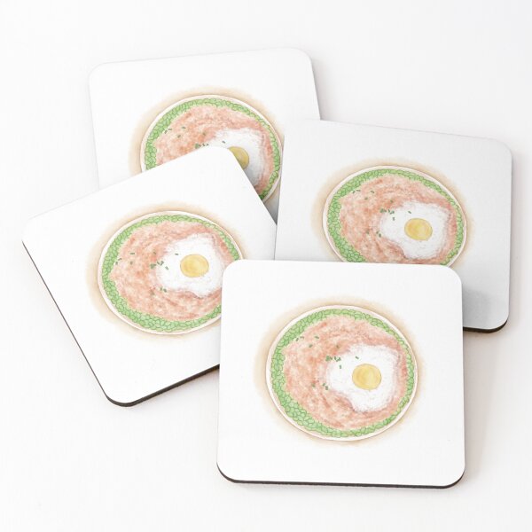 Item preview, Watercolor Illustration of Chinese Cuisine - Meat Pie with Egg and Edamame | 肉饼子炖蛋 designed and sold by iswenyi.