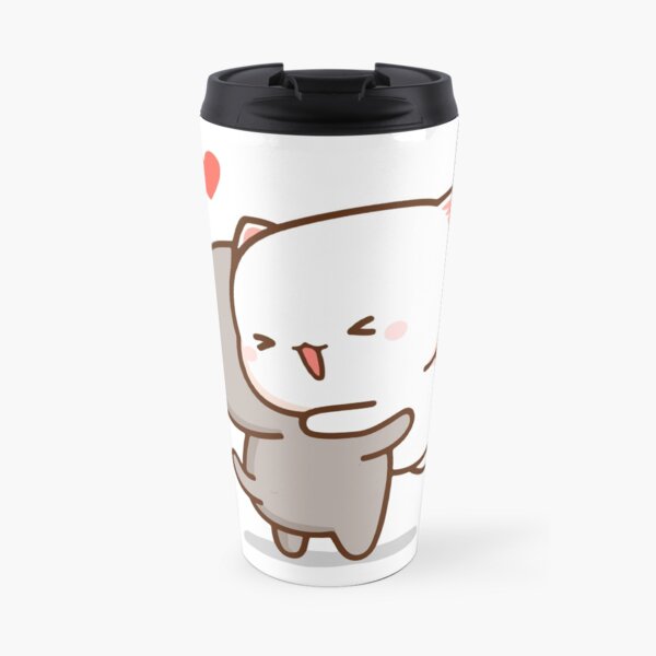 Peach and Goma Hug - Mochi Peach Cat Travel Mug
