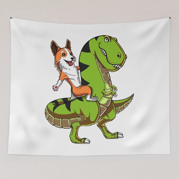 Artikelvorschau, Corgi Dog Riding T-Rex Dinosaurier entworfen und verkauft von underheaven.