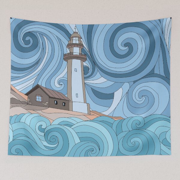 Item preview, lighthouse, sea, rocks designed and sold by AvotArt.