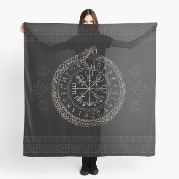 Vegvisir with Ouroboros and runes Scarf