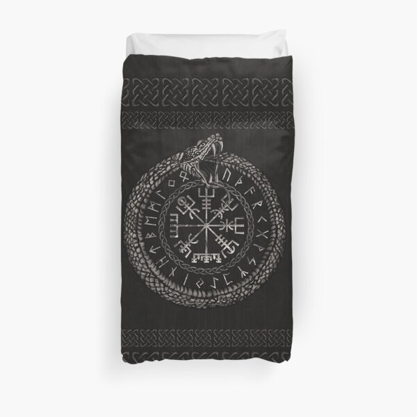 Vegvisir avec Ouroboros et runes Housse de couette