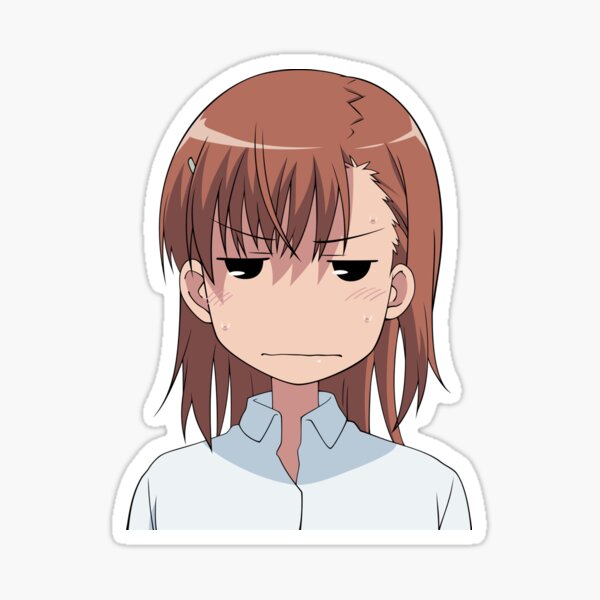 Аниме тян с тенью на лице мем "Mikoto Misaka Simple Design" Sticker for Sale by sad-square Redbubble