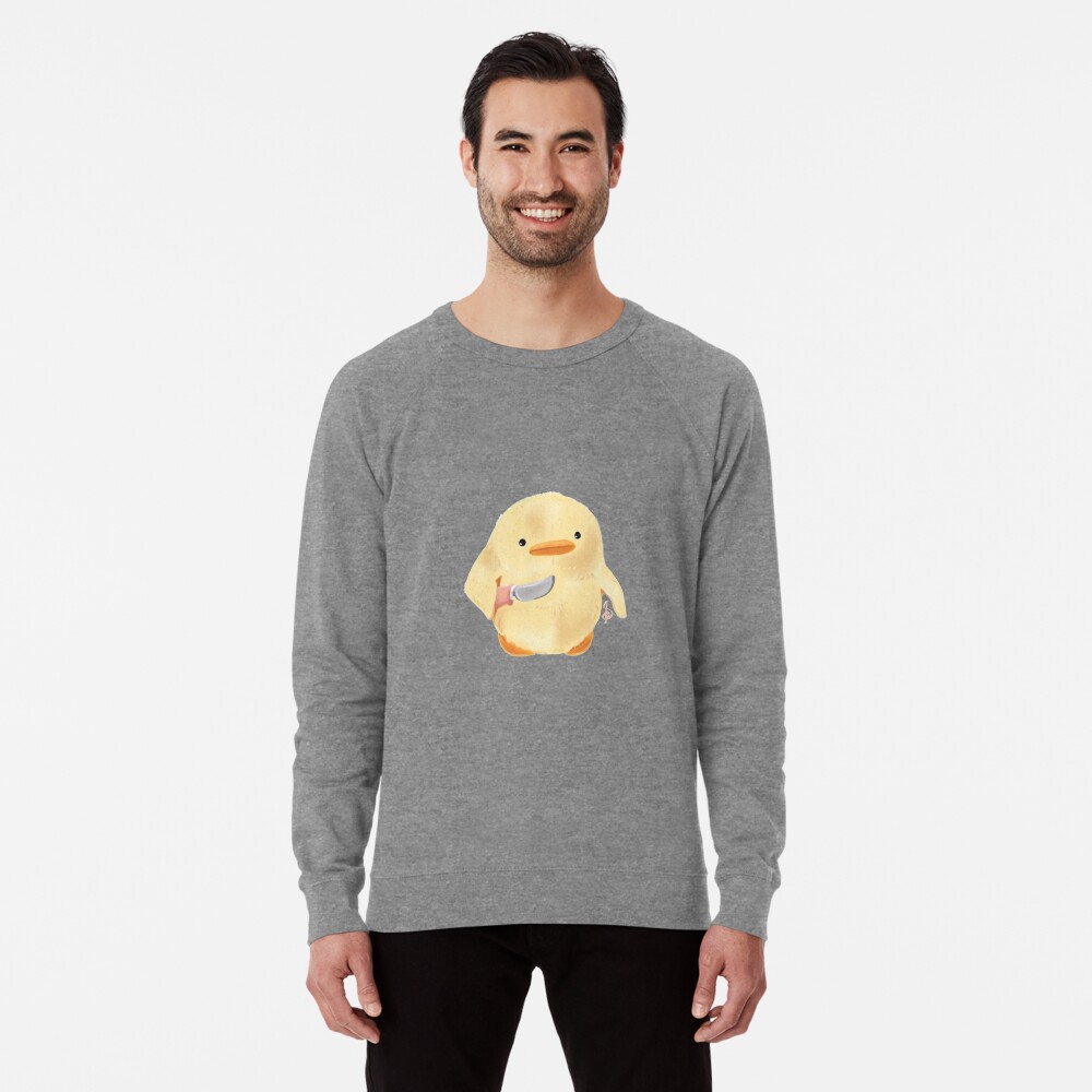 "the duck with butter knife" Lightweight Sweatshirt for Sale by