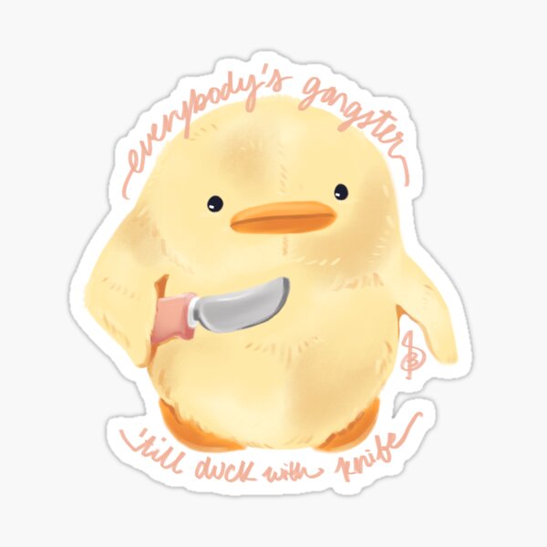 duck plushie with knife