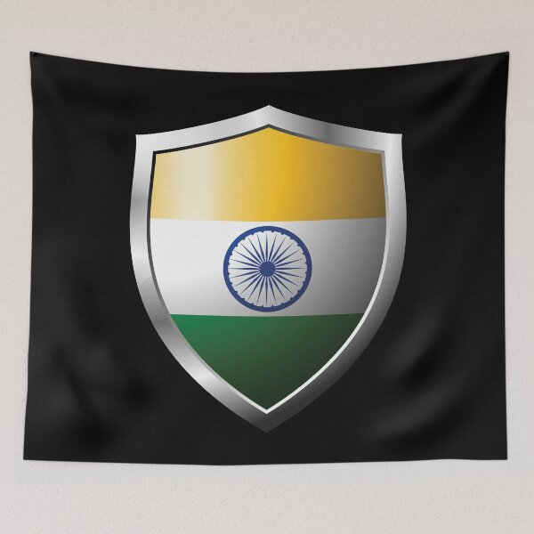Item preview, Strong India Flag Shield Country designed and sold by HelloFromAja.